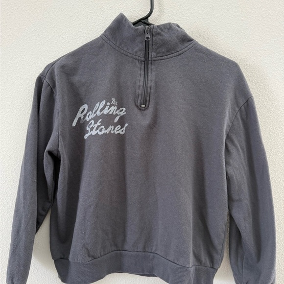 the Rolling Stones Tops - The Rolling Stones Charcoal Half-Zip Pullover